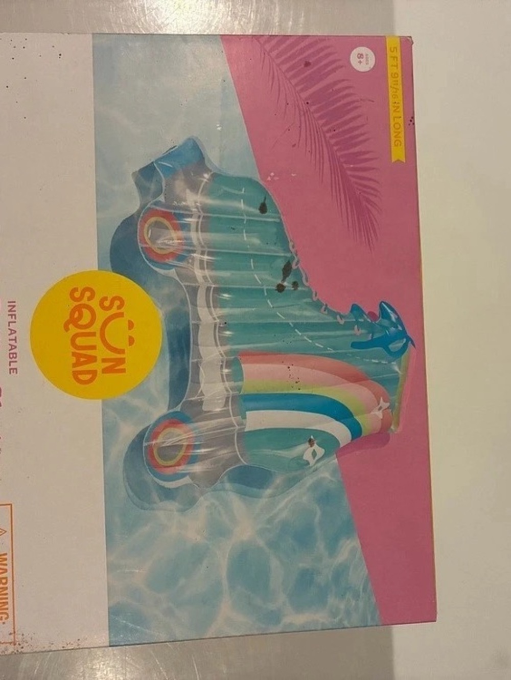 Sun Squad Inflatable Giant Roller Skate Pool Float Blue & Pink